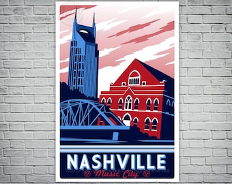 Affiche de voyage Nashville Tennessee vintage rétro