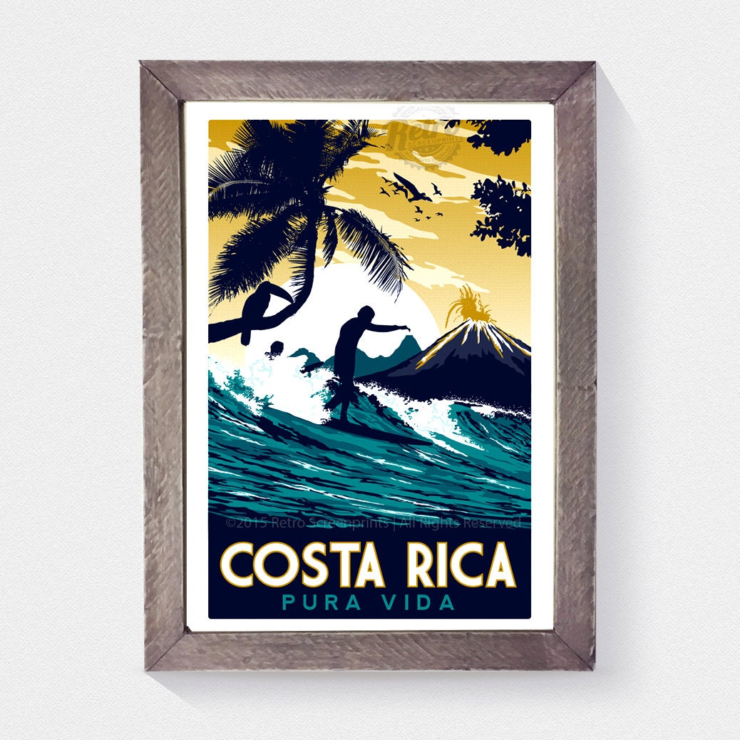 Costa Rica Retro Vintage Travel Poster Etsy
