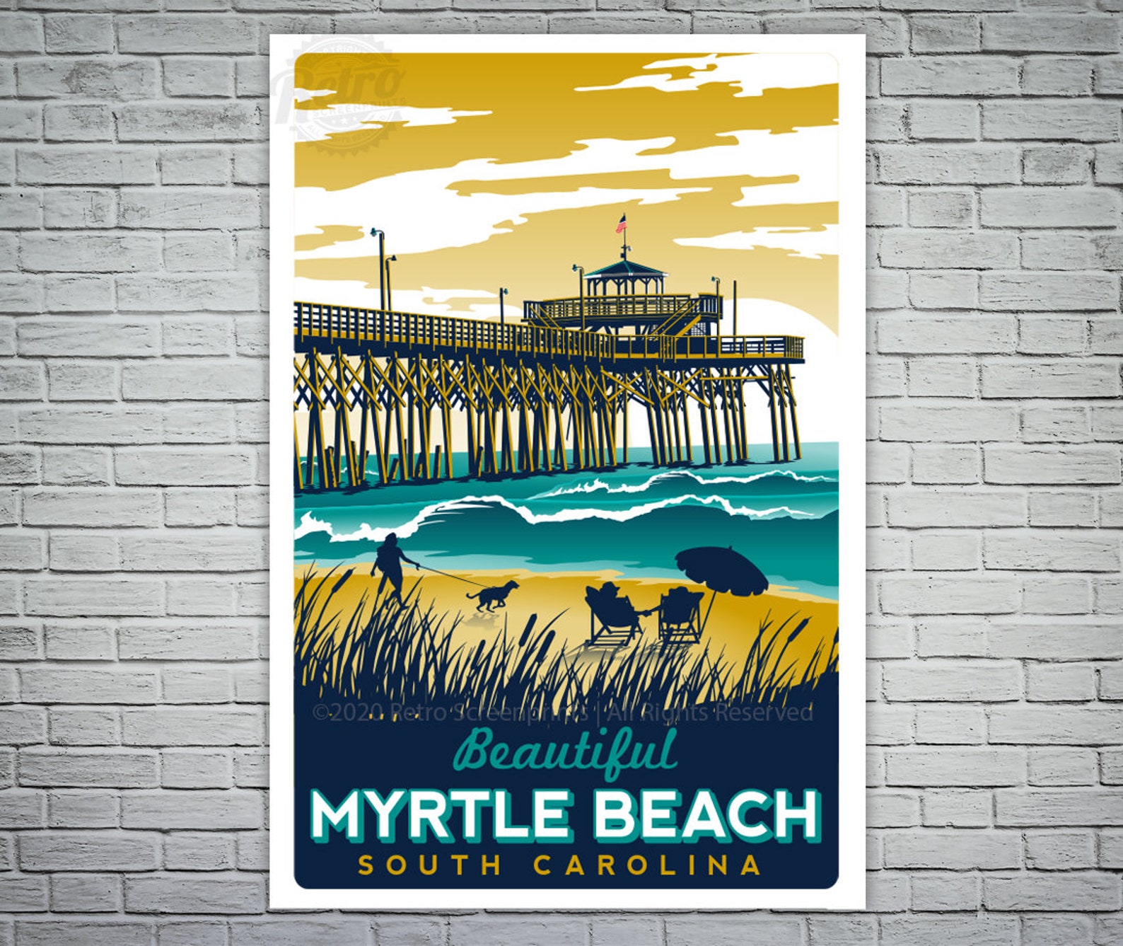 Myrtle Beach South Carolina Vintage Travel Poster Etsy
