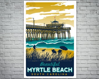 Myrtle Beach South Carolina Vintage travel poster