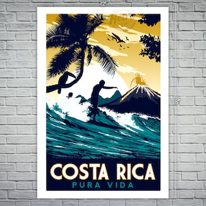 Costa Rica Retro Vintage Travel Poster