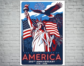 Poster USA 250e anniversaire vintage retro