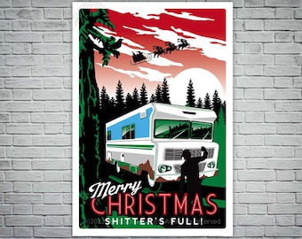 Affiche de voyage rétro pour les vacances de Noël Shitter's full