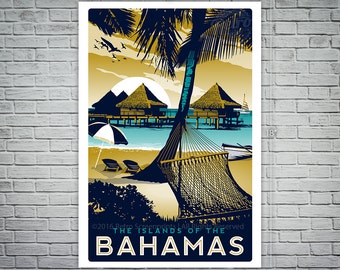 Bahamas Retro Vintage Screen print Travel Poster