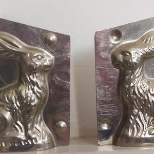 Vintage  French  Hare or Bunny  Rabbit  Two Part Chocolate Mold With Clips, Collectors Item,  French Easter Mould