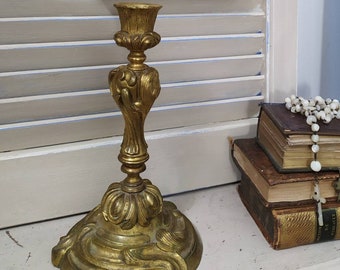 Antique Gilt Bronze Louis XV Style  Candlestick Holder, Candelabra, French Decoration, French Country Style, Romantic French Chic