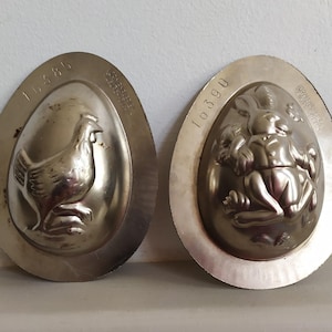 Vintage Dutch  Bunny Rabbit /Hen Easter Egg Chocolate Mold ~ Metal Dutch Chocolate Mould ~  Collectible  Gift, Tilburg vormenfabriek