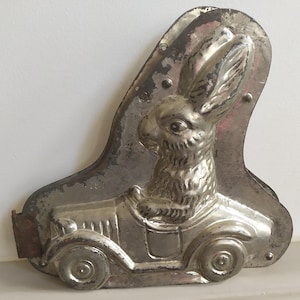 Rare Antique Bunny Rabbit Driving a Car Two Part Chocolate Mold, Collectors Item, Rabbit Mold, Herris Chocolate Rabbit Mold, Easter Gift
