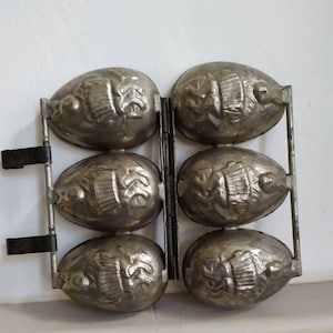 Rare Vintage Hinged 3 Chocolate  Egg Mold with  Bunny Rabbit Design Which  Clips together  , Collectors Item, Easter gift