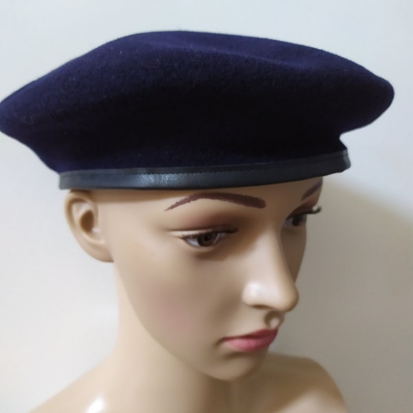 Vintage Brand New French Navy   Blue Wool Beret Vintage Militaria, Military Costume, French Navy official costume