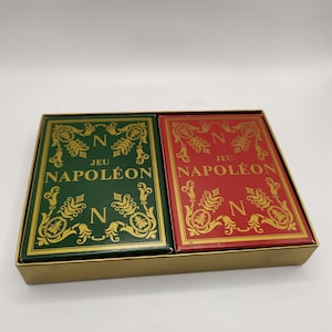 Raro juego de cartas francés antiguo en caja de 2 barajas de naipes de Napoleón Bonaparte, naipes de Napoleón, regalo para coleccionistas