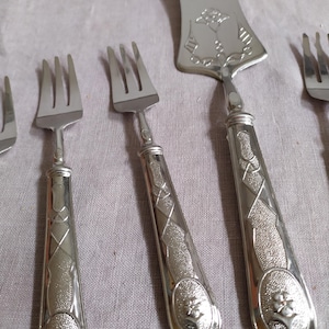 Vintage Italienische Versilberte Tortenheber Set im Venezianischen Stil, 7-Teilig