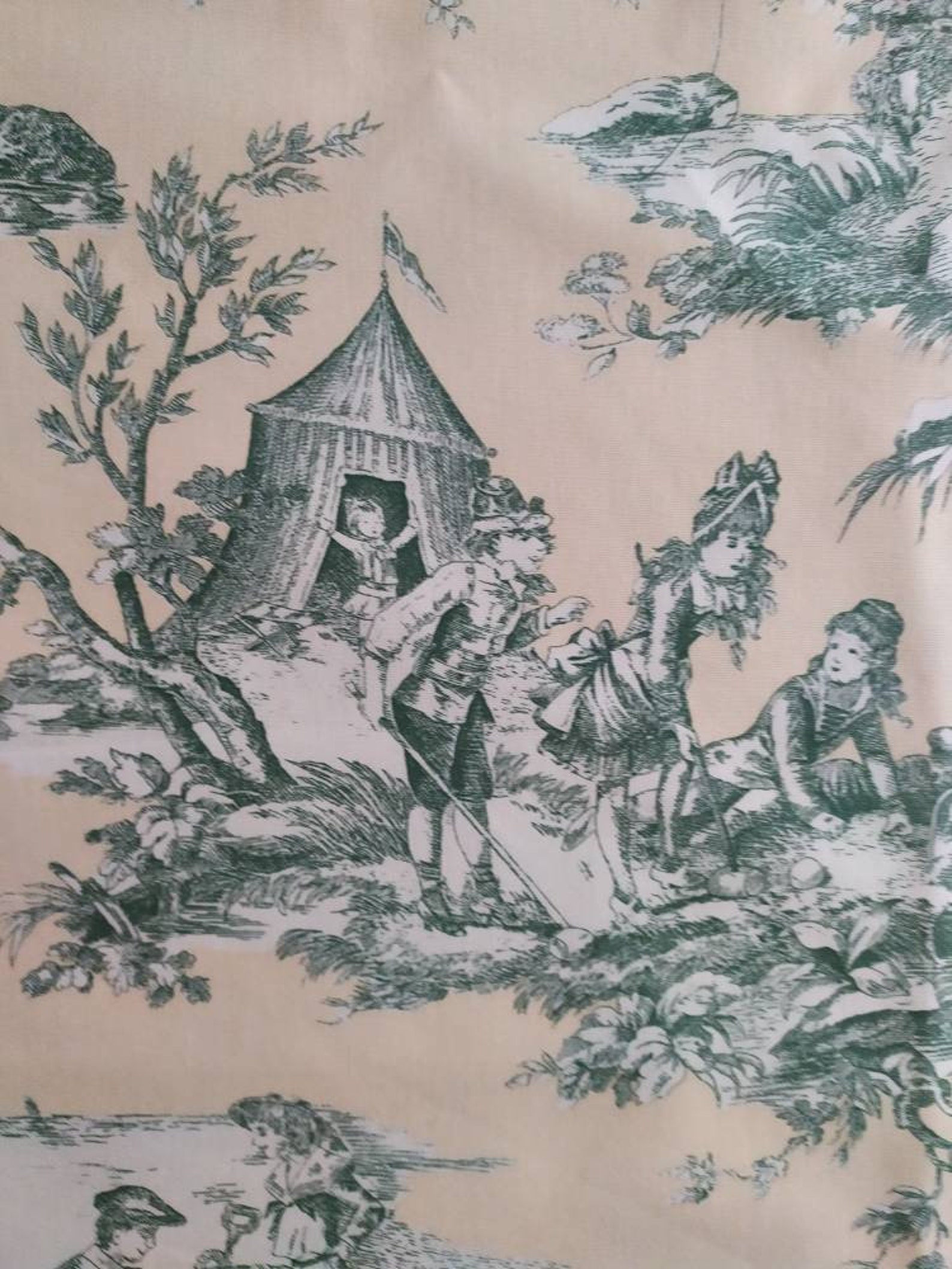Stunning piece of French Toile de Jouy Yellow Fabric Etsy
