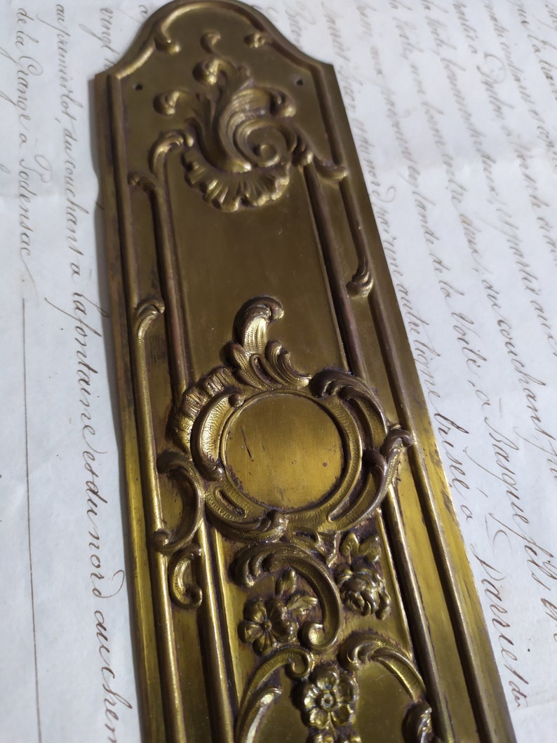 Ex Chateau Antique French Louis XV Finger Plate Empire Plaque Door Push, Finger Plates,Door Hardware, Architectural details image 2