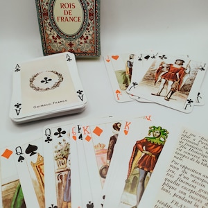 Set vintage di carte da gioco francesi Kings of France, mazzo di carte Grimaud, realizzate in Francia, regalo per gli amanti della storia francese