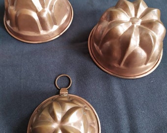 Vintage Italian Copper Molds: Farmhouse Kitchen Wall Decor, Set of 3