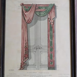 Antique Framed French Lithograph: Paris Decor, Late 1800s