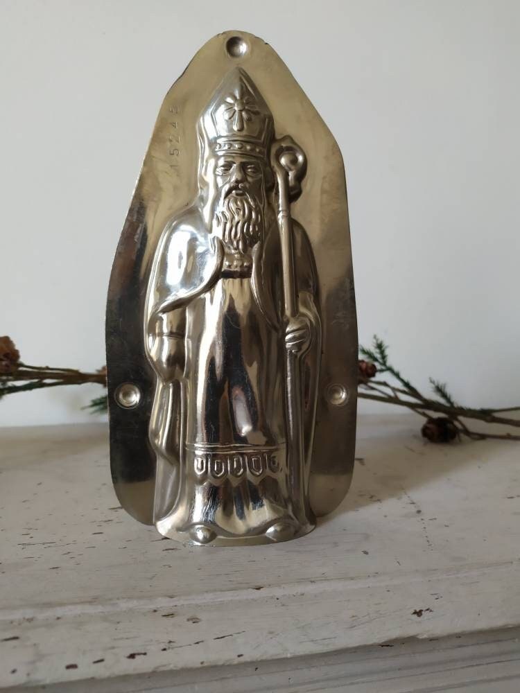 Collection Vintage Saint Nicholas Vormenfabriek Chocolate Mold 18 cm/7~ Père Noël ~ Moule en Métal d