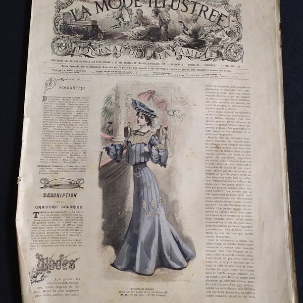 Antique 1903 French Woman's Fashion Magazine, La Mode  Illustre de la famille Journal, French fashion history, Paris Fashion Journal No.24