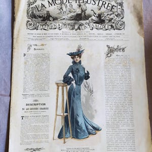 Antique 1902 French Woman&#39;s Fashion Magazine, La Mode  Illustre de la famille Journal, French fashion history, Paris Fashion Journal No.37