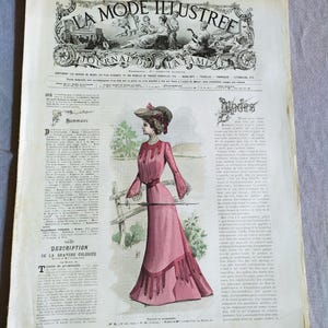 Antique 1902 French Woman&#39;s Fashion Magazine, La Mode  Illustre de la famille Journal, French fashion history, Paris Fashion Journal No.34