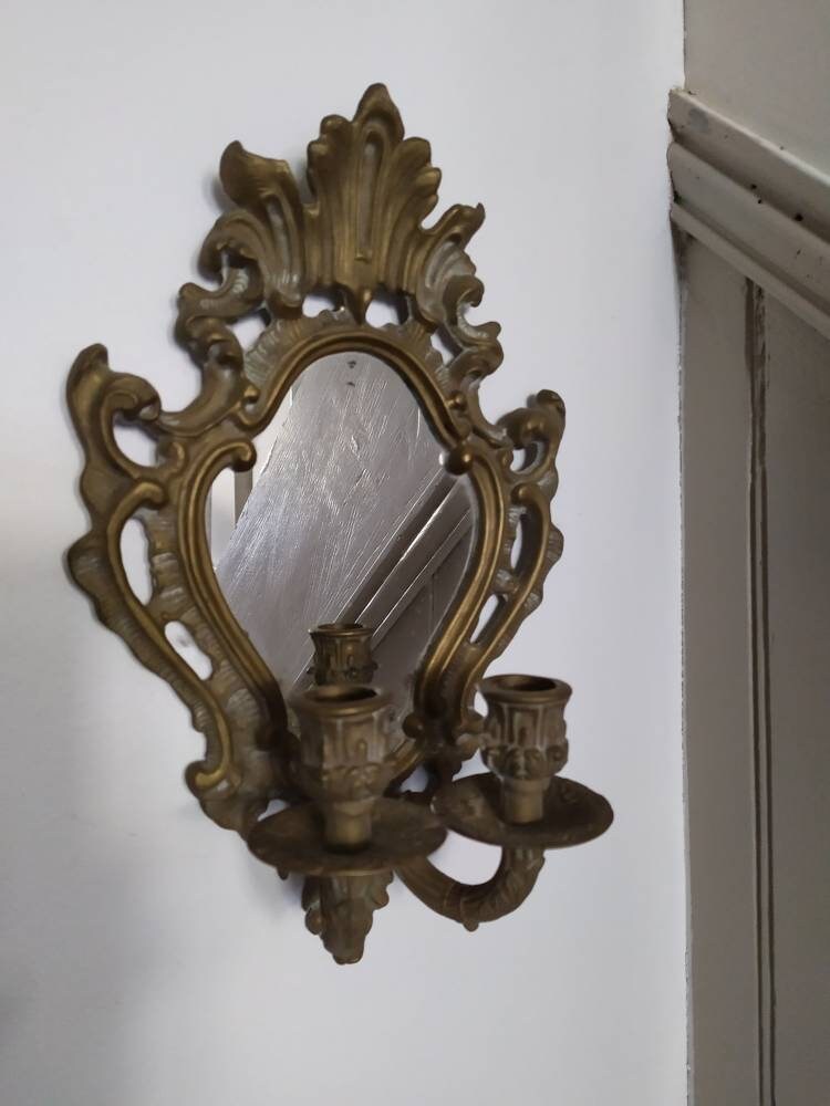 Vintage Français Miroir Wall Sconce Bougeoir Château Chic, Décoration Français, Style Champêtre, Rom