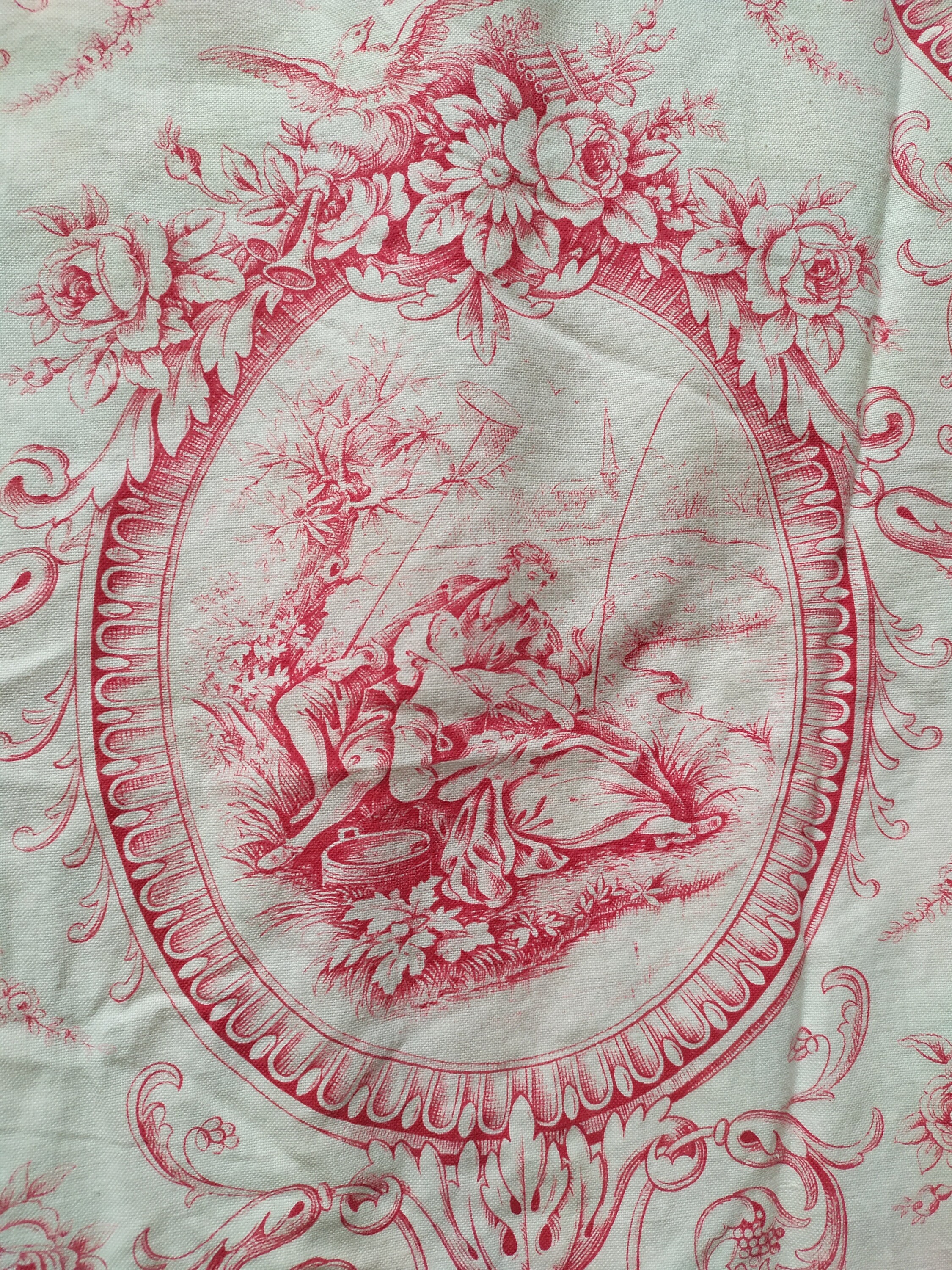 Maroon French Toile de Jouy Fabric - Fabric for Home Decor, Curtain Pillow  Tablecloth, Sofa, Seat, Bench Chair Upholstery Fabric by The Yard