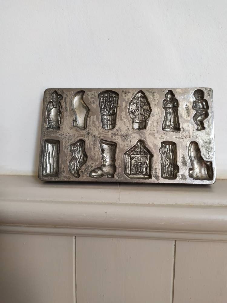 Vintage Heavy 1 Square Metal Chocolate Candy Molds Used Unmarked Great  Shape