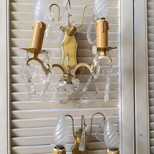 Vintage French Crystal Wall Lights - Chateau Chic Decor