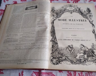 58 issues Antique 1888-89  French Woman's Fashion Magazine, La Mode  Illustre de la famille Journal, French fashion history, Rare book