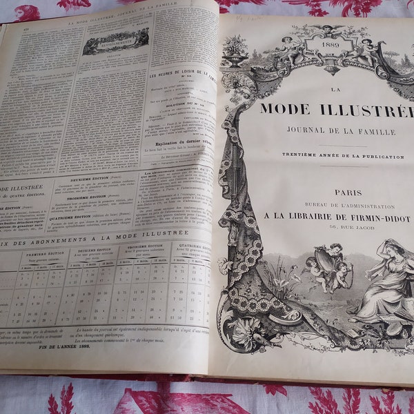 58 issues Antique 1888-89  French Woman's Fashion Magazine, La Mode  Illustre de la famille Journal, French fashion history, Rare book