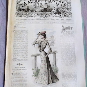 Antique 1902 French Woman&#39;s Fashion Magazine, La Mode  Illustre de la famille Journal, French fashion history, Paris Fashion Journal No.32