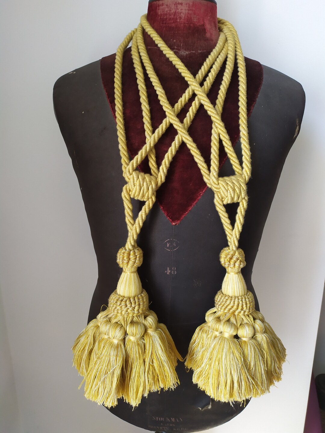 A Pair of Large Fabulous and Very French Vintage Quality Gold Twisted Cord Curtain Tiebacks