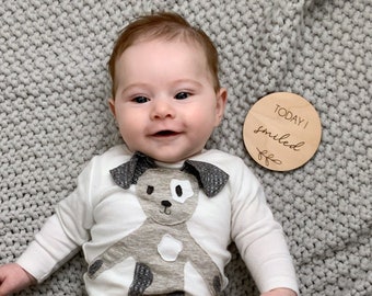 Today I Round Wooden Milestone Discs | Baby Photo Props  | Baby First Year | Milestone Disc | Nursery | Baby Shower Gift
