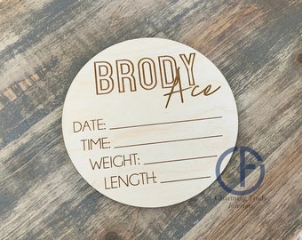 Name Birth Announcement  | Baby Photo Props  | Hospital Announcement | Milestone Disc | Nursery | Baby Shower Gift