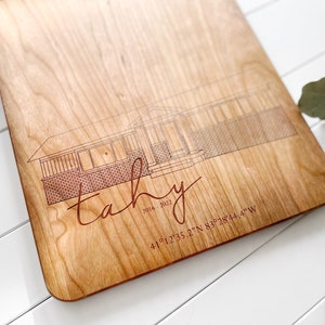 Personalized Home Coordinates Cutting Board | House Sketch Engraved | Engraved Cutting Board | Home Cutting Board | House Warming | Wedding