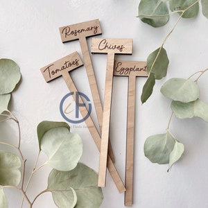 Set of Plant Markers | Potted Plant Sign | Herb Marker | Plant Stake | Wood Plant Sign | Indoor Garden