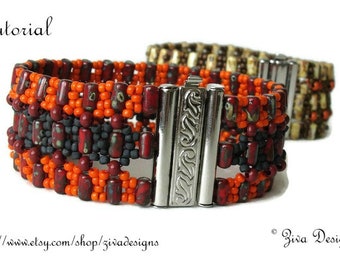 Beadweaving Bracelet tutorial with Rulla beads, seedbeads and metal beads pattern, "Ohh LA Rulla"