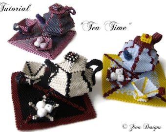 Modèle de service à thé miniature tissage de perles, tutoriel peyotl (PDF)