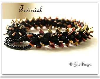 Dragon Scales beads and SuperDuo beading patern instructions,Rope bracelet beadweaving pattern, beadwork tutorial, seedbeads