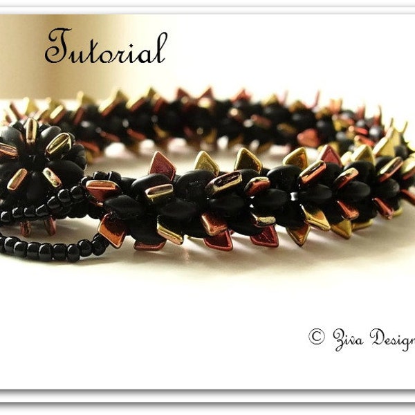 Dragon Scales beads and SuperDuo beading patern instructions,Rope bracelet beadweaving pattern, beadwork tutorial, seedbeads