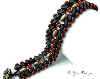 Beadweaving tutorial with IrisDuo, seedbeads and O beads, pattern for beaded bracelet, Blossom