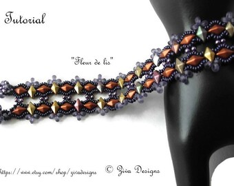 Beaded Bracelet Pattern: DiamondDuo, Toho Demi, Pearl Beads (PDF)
