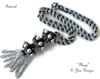 Beaded Pendant Necklace Tutorial: Spiral Rope Beadweaving Pattern (PDF)