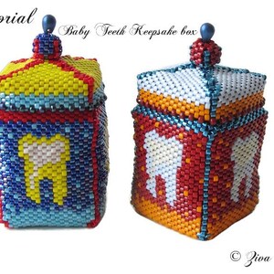 Beadweaving tutorial &quot;Baby Teeth Keepsake&quot; 3D geometric box, w/Delica and seedbeads, peyote instructions, beadwork instruction