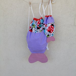Two Fish Drawstring Bags, Fish Bag, Boho Bag, Toddler Backpack