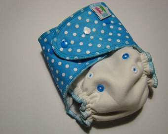 Colorfull white velour cloth diaper in OS size, applique diaper, split diaper with inserts