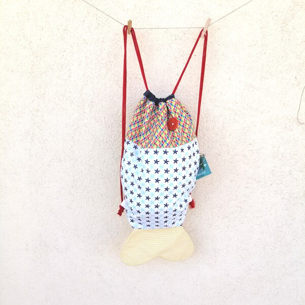 Fish Drawstring Bag, Kids Accessories, Kindergarten Bag