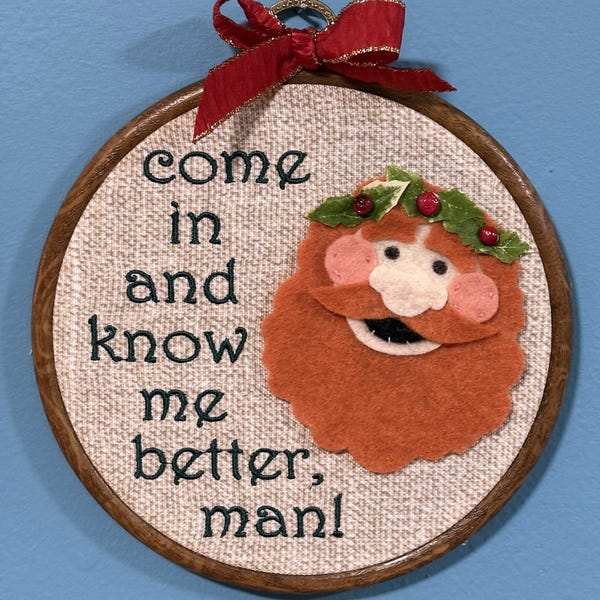 Muppet Christmas Carol Ghost of Christmas Present Embroidered Wall Art