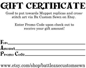 One Hundred Fifty Dollar Gift Certificate For Replicas & Cross-Stitch Art